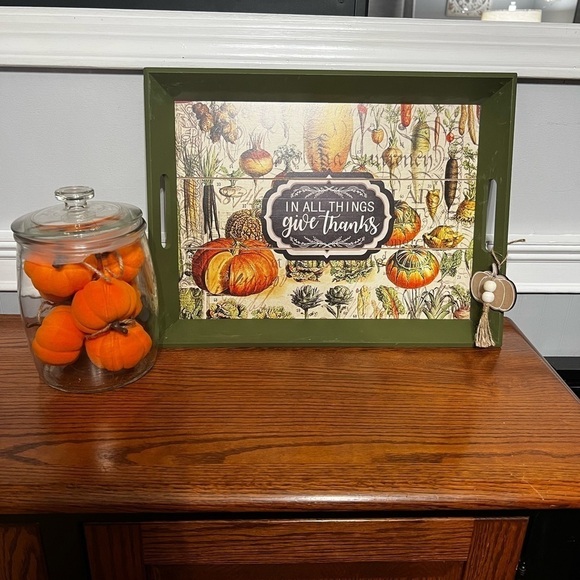 NWT-🍁🍁BEAUTIFUL Fall Harvest “In All Things Give Thanks”Serving Tray - Picture 3 of 4